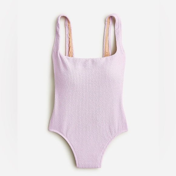 J. Crew Other - J. Crew. Lilac Textured High-Leg Square-Neck One-Piece Swimsuit